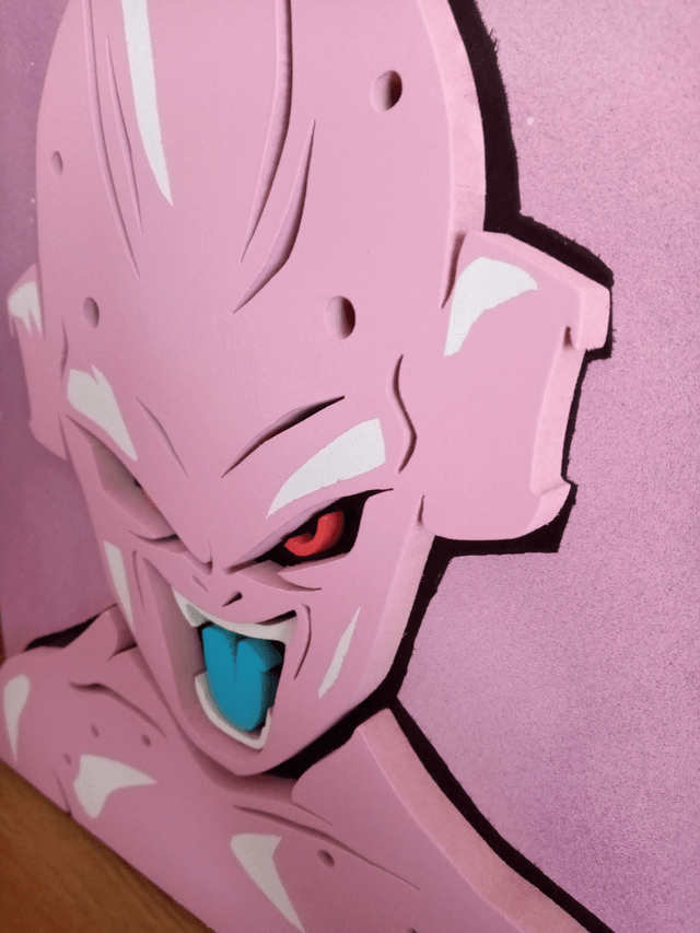 Tableau en bois et en relief de Kid Buu, de DragonBall Z - 26x40 cms