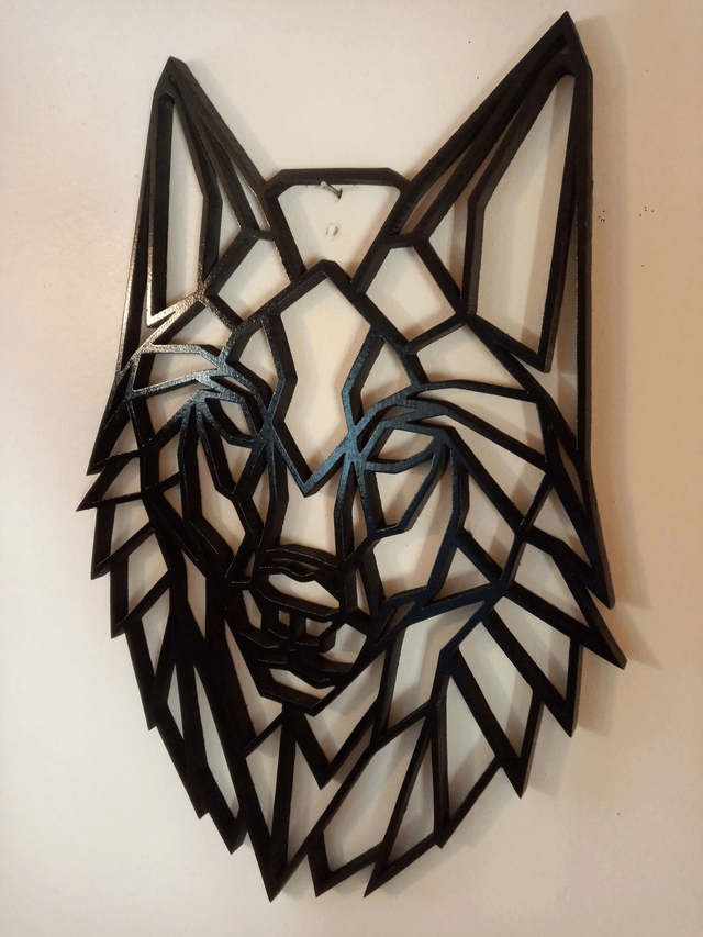 Loup géométrique en Bois