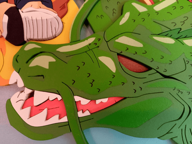 Tableau Dragonball / DBZ en Bois et en relief - 55x41 cms