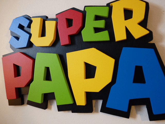 Super Papa façon Super Mario - 26x14 cms
