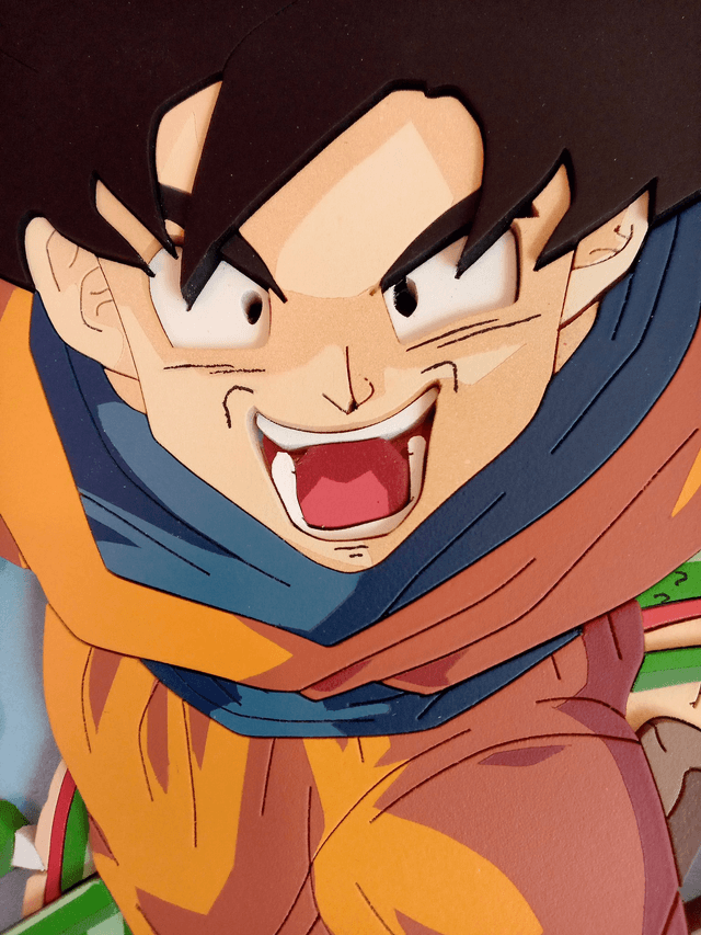 Tableau Dragonball / DBZ en Bois et en relief - 55x41 cms