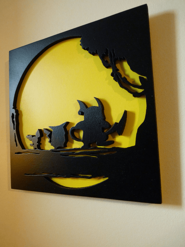 Raichu, Pikachu et Pichu se baladent - 20x20 cms