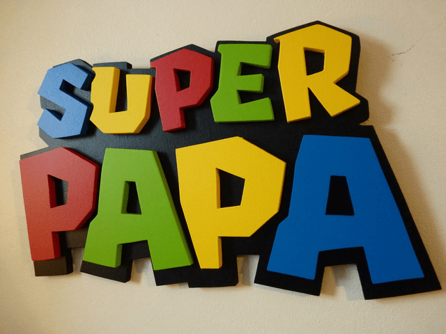 Super Papa façon Super Mario - 26x14 cms