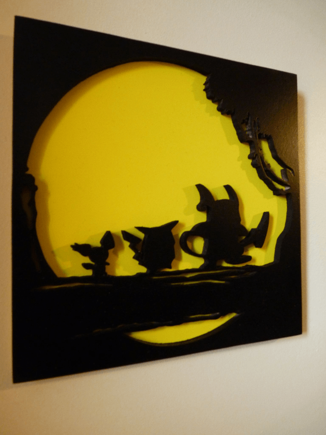Raichu, Pikachu et Pichu se baladent - 20x20 cms