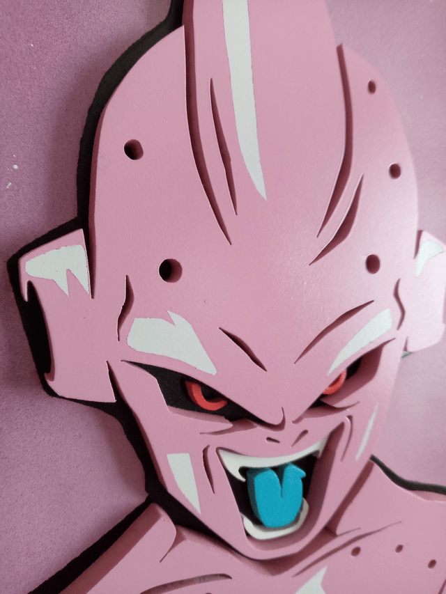Tableau en bois et en relief de Kid Buu, de DragonBall Z - 26x40 cms