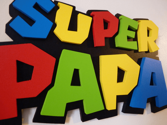 Super Papa façon Super Mario - 26x14 cms
