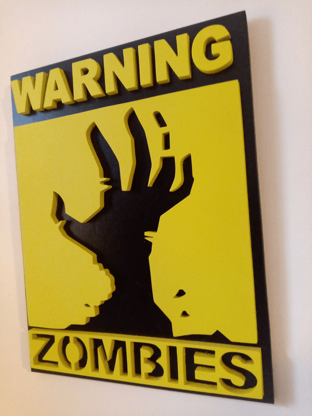 Pancarte de prévention contre les Zombies - 20x26 cms