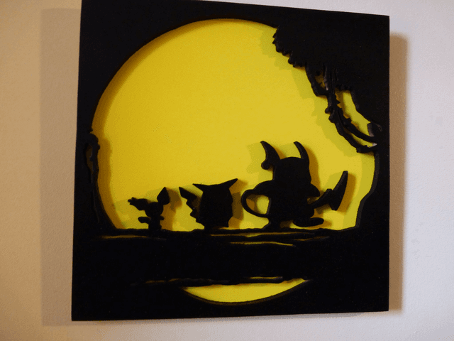 Raichu, Pikachu et Pichu se baladent - 20x20 cms